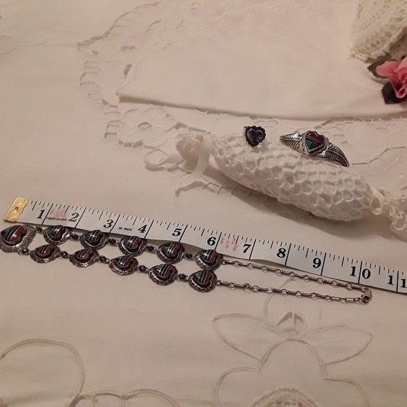 VTG NATIVE AMERICAN STERLING NECK, CUFF & RING SET - Picture 5 of 8